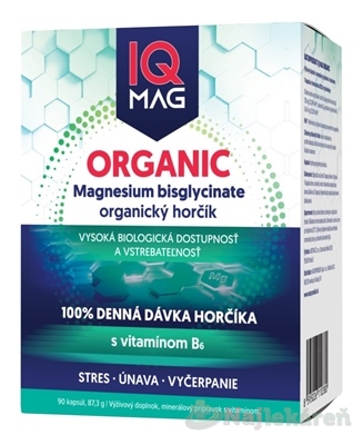 IQ MAG Organic Horčík + Vitamín B6 90 ks