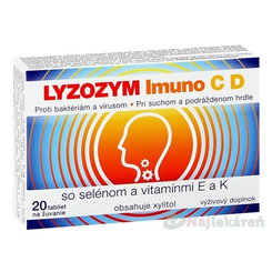 LYZOZYM IMUNO C D SO SELÉNOM A VITAMÍNMI E a K na žuvanie 20 ks