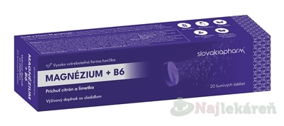 Slovakiapharm Magnézium+B6 citrón a limetka 20 ks šumivých tabliet kúpite na Najlekaren.eu