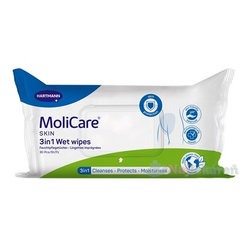 MoliCare SKIN Wet wipes 3v1 vlhčené obrúsky s dimetikónom 30 ks