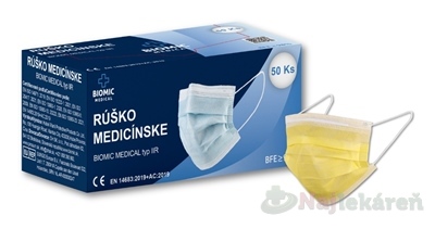 E-shop BIOMIC RÚŠKO medicínske pre dospelých typ IIR žlté 50 ks