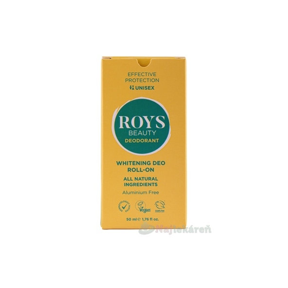 ROYS Beauty Whitening Deo Unisex roll-on prírodný bieliaci 50 ml