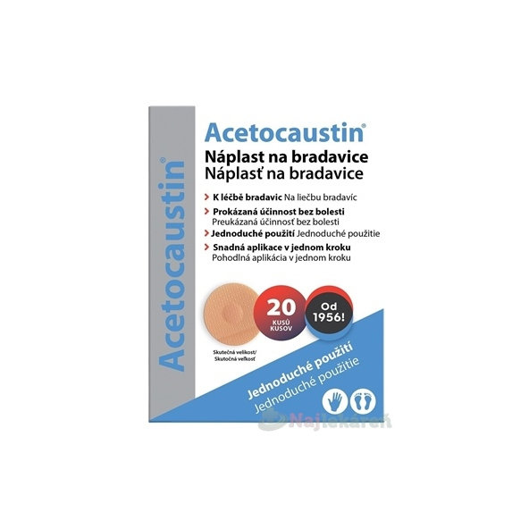 Acetocaustin náplasť na bradavice 1x20 ks