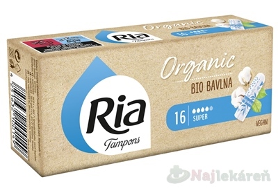 Ria Tampons Organic SUPER hygienické tampóny 16 ks