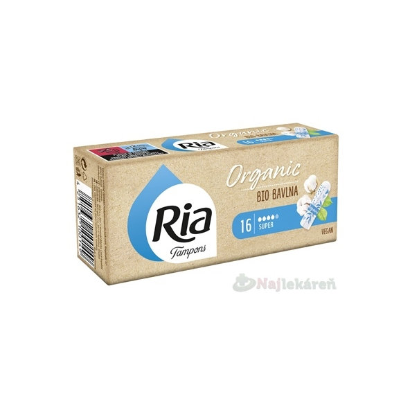 Ria Tampons Organic SUPER hygienické tampóny 16 ks