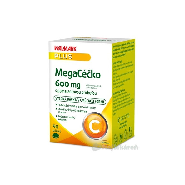 WALMARK MegaCéčko 600 mg cmúľacie tablety, príchuť pomaranč 90 ks