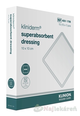 E-shop Kliniderm superabsorbent dressing krytie 10x10cm 10ks