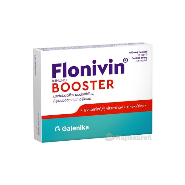 FLONIVIN IMMUNO BOOSTER prospešné baktérie + 5 vitamínov + zinok 10 kapsúl