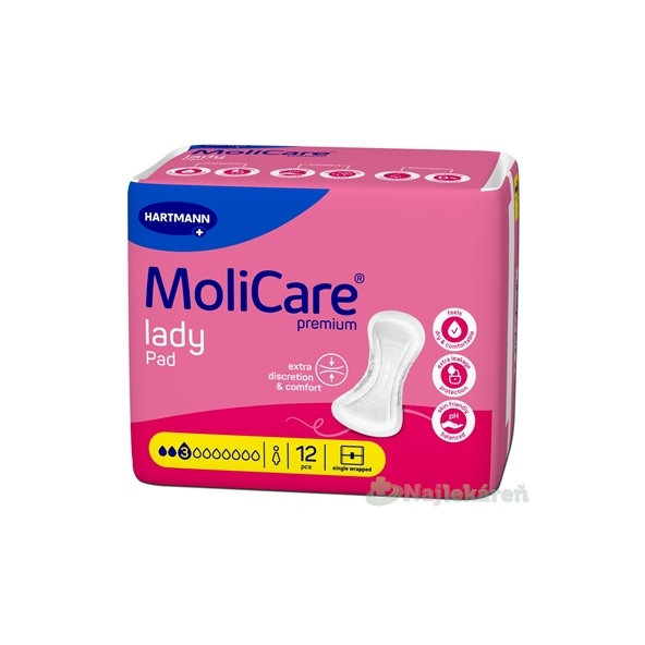 MoliCare Premium lady pad 3 kvapky inkontinenčné vložky 12 ks