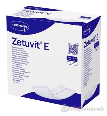 ZETUVIT E nesterilný nasiakavý kompres 10x20 cm 50 ks kúpite na Najlekaren.eu
