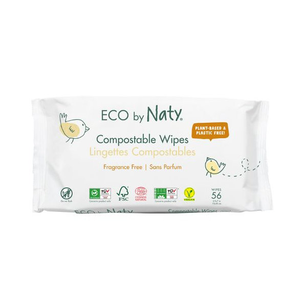 Obrúsky vlhčené neparfumované Sensitive Eco 56ks Naty Nature Babycare