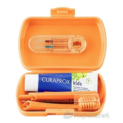 CURAPROX Kids Travel set cestovná sada ORANŽOVÁ