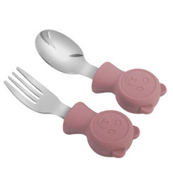 martons Detský príbor - lyžička a vidlička BEAR Dark pink 2ks