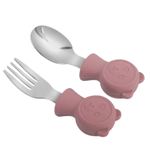 martons Detský príbor - lyžička a vidlička BEAR Dark pink 2ks