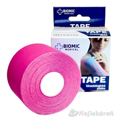BIOMIC TAPE Kineziologická tejpovacia páska ružová 5 cm x 5 m