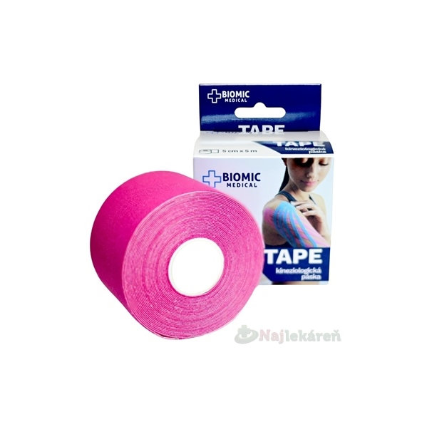 BIOMIC TAPE Kineziologická tejpovacia páska ružová 5 cm x 5 m