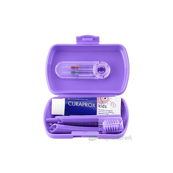 CURAPROX Kids Travel set cestovná sada FIALOVÁ