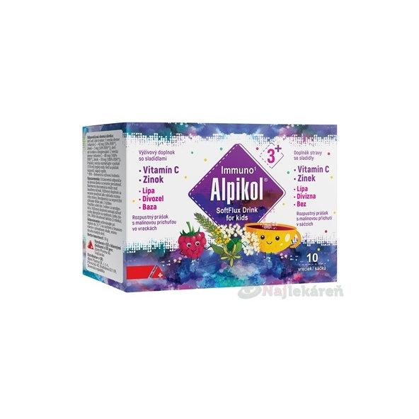 Alpikol SoftFlux Drink for Kids malinový prášok vo vrecúškach 10 ks