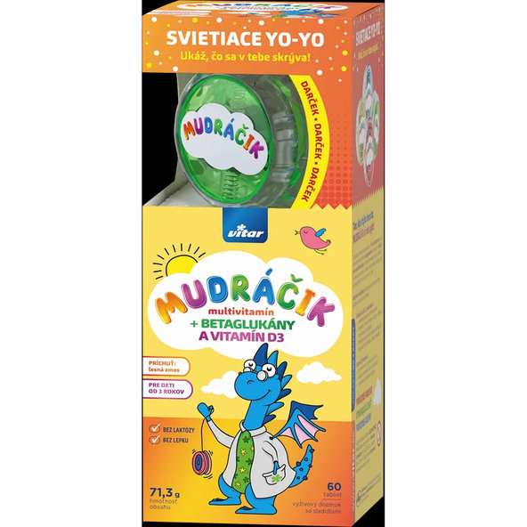 Vitar MUDRÁČIK multivitamín+ betaglukány a vitamín D3 + darček 60 tabliet