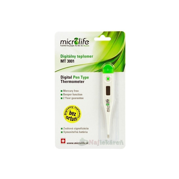 Microlife 60 sekundový základný teplomer MT 3001 zelený