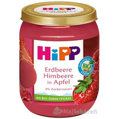 HiPP Príkrm BIO Jablko, jahody a maliny 4m+ 160 g