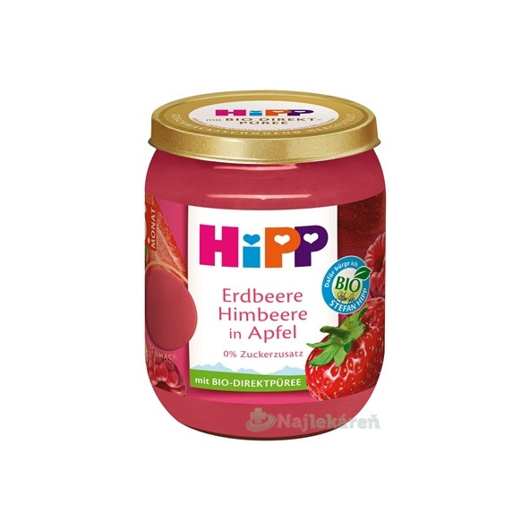 HiPP Príkrm BIO Jablko, jahody a maliny 4m+ 160 g