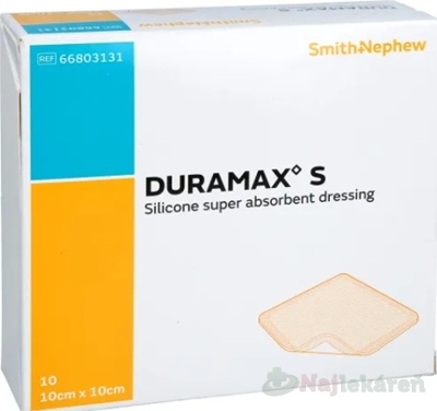 DURAMAX S silikónový superabsorpčný obväz 10x10 cm 10 ks
