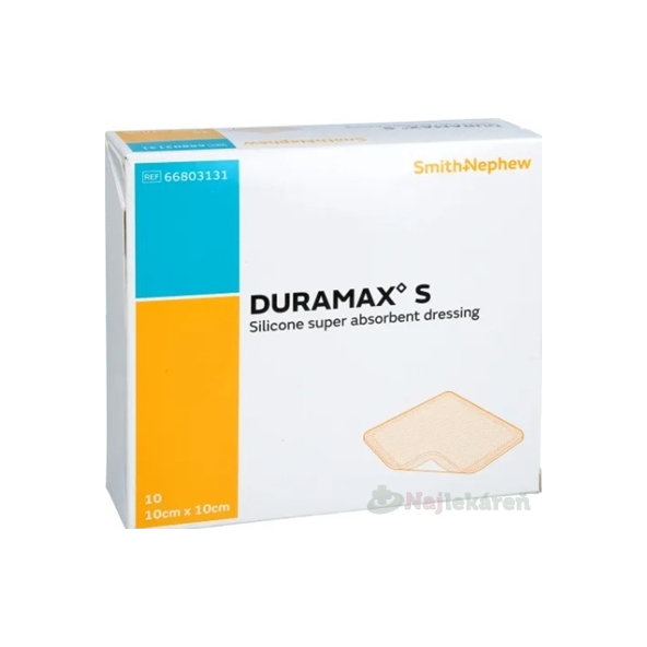 DURAMAX S silikónový superabsorpčný obväz 10x10 cm 10 ks