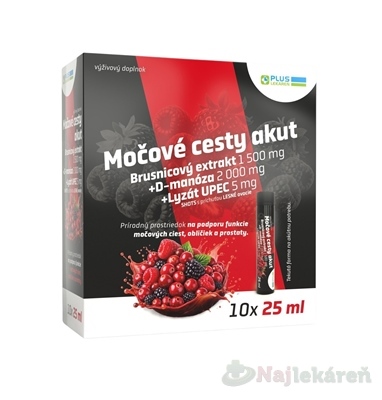 Plus Lekáreň Močové cesty akut Shots lesné ovocie 10 ampuliek