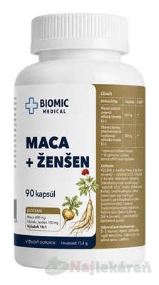 BIOMIC Maca A Ženšen 90 kapsúl