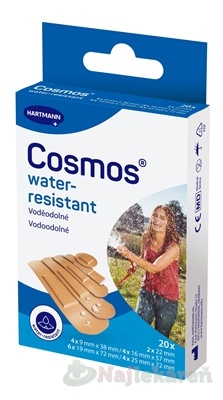 Cosmos Water-resistant vodeodolná náplasť 5 veľkostí 20 ks