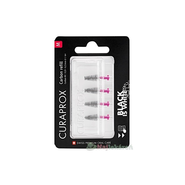 CURAPROX CPS Black Is White medzizubné kefky bez držiaka, veľkosť M 4 ks