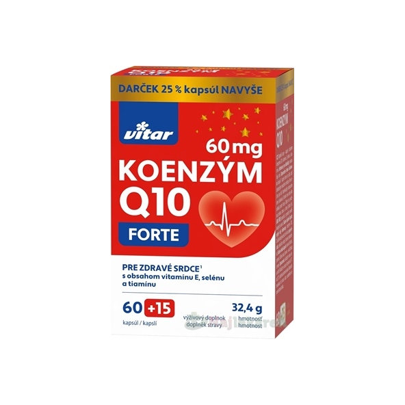 VITAR Koenzym Q10 FORTE 60 mg 60+15 kapsúl