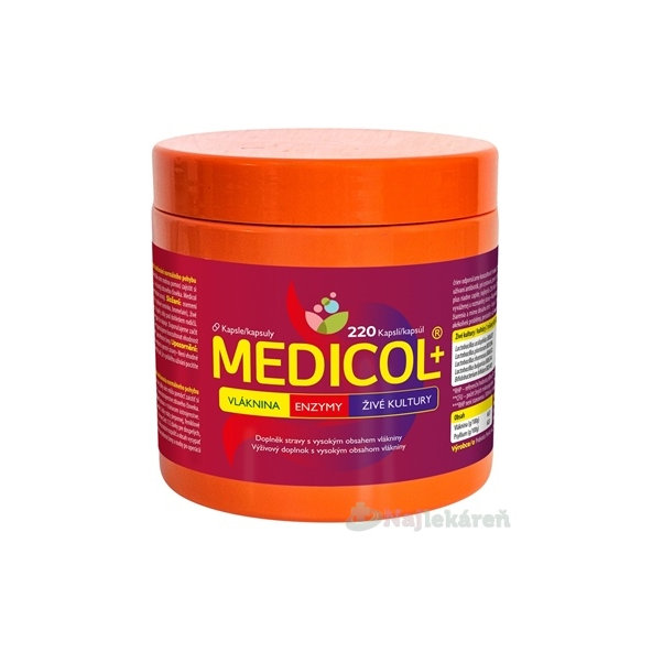 MEDICOL Plus - vláknina, enzýmy, živé kultúry 220 kapsúl
