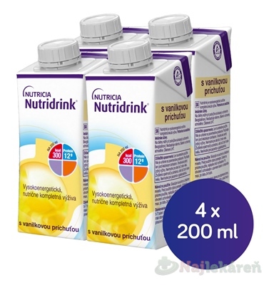 Nutridrink s vanilkovou príchuťou krabička 4 x 200 ml kúpite na Najlekaren.eu