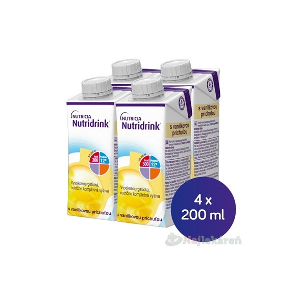 Nutridrink s vanilkovou príchuťou krabička 4 x 200 ml