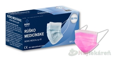 E-shop BIOMIC RÚŠKO medicínske pre dospelých typ IIR ružové 50 ks