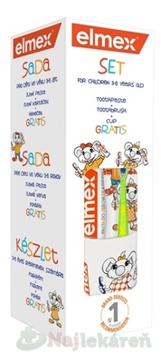 Elmex detská sada kefka + zubná pasta 50 ml + pohárik zadarmo kúpite na Najlekaren.eu