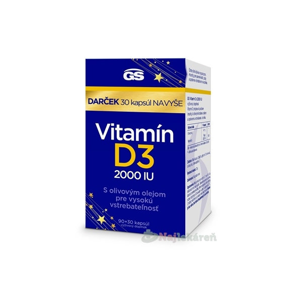 GS Vitamín D3 2000 IU darček 2024 90+30 kapsulí