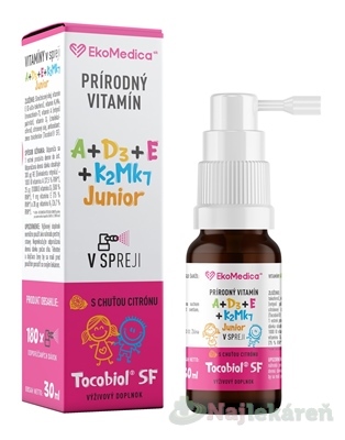 EkoMedica SK Prírodný Vitamín A, E, D3, K2Mk7 Junior sprej citrón 30 ml kúpite na Najlekaren.eu