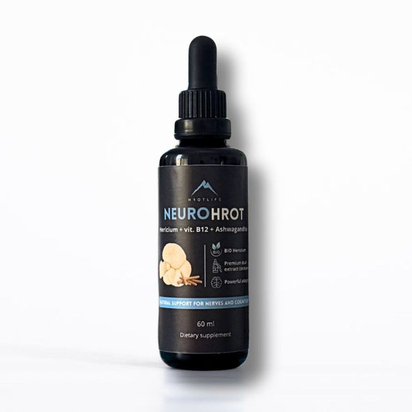 Hrotlife NeuroHrot tinktúra Hericium + vitamín B12 + Ashwagandha 60ml