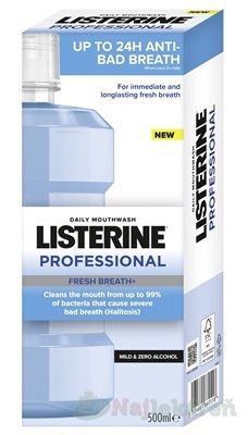 LISTERINE PROFESSIONAL Fresh Breath+ ústna voda bez alkoholu 500 ml