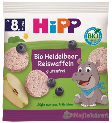 Hipp BIO čučoriedkové ryžové oblátky ryžové oblátky čučoriedka 30 g