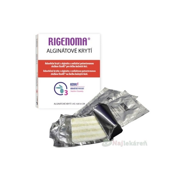 Rigenoma Alginátové krytie 10 × 10 cm 5 ks