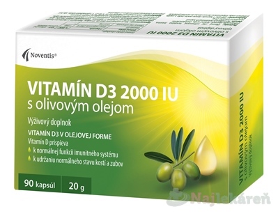 Noventis Vitamín D3 2000 IU s olivovým olejom 90 kapsúl