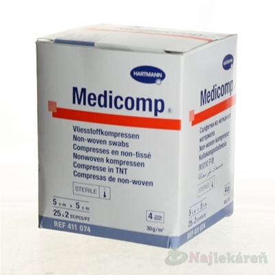 Medicomp Sterilné kompresy 5 × 5 cm 50 ks
