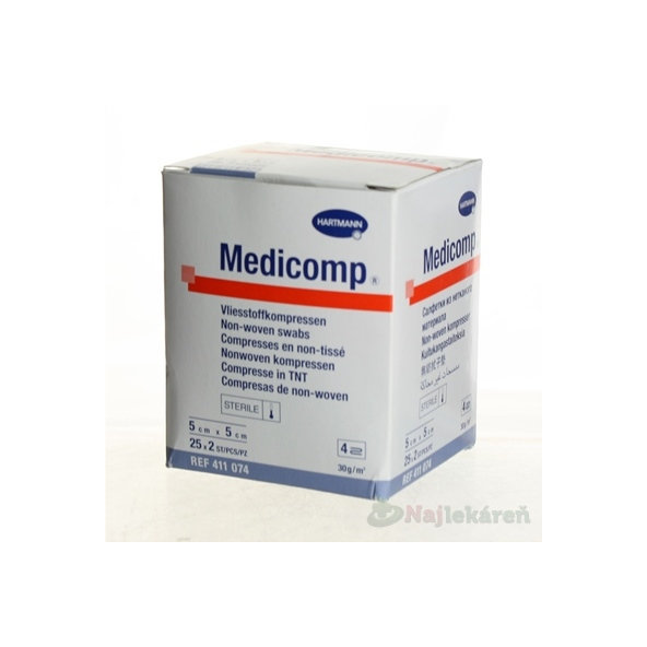 Medicomp Sterilné kompresy 5 × 5 cm 50 ks