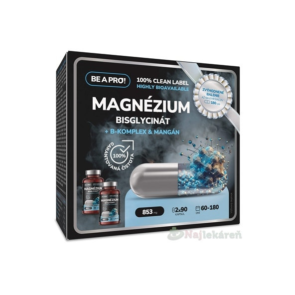 BE A PRO! Magnézium Bisglycinát dvojbalenie 2x90 kapsúl