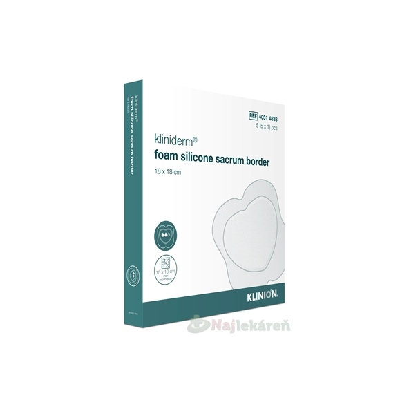 Kliniderm foam silicon border krytie penové 18x18cm 5ks
