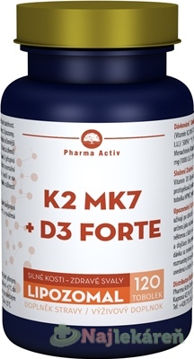 Pharma Activ Lipozomal K2 MK7 + D3 FORTE 120 kapsúl kúpite na Najlekaren.eu